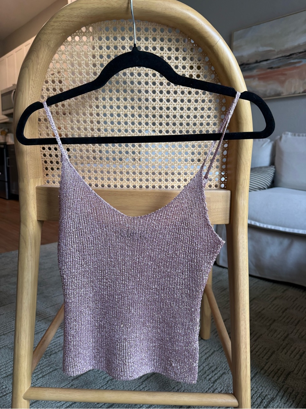 White Fox Boutique Shimmery Dusty Pink Knit Cami